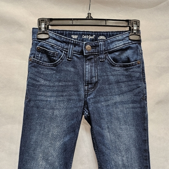 Cat & Jack Straight Stretch Adjustable Waist Denim Blue Jeans Size 8 - Picture 2 of 5